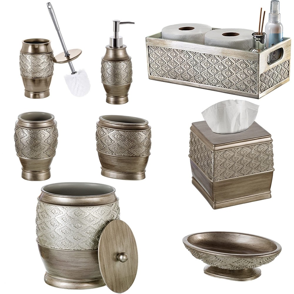 Dublin Silver Bathroom Accessory Set - Brushed Silver Bathroom Sets Accessori...