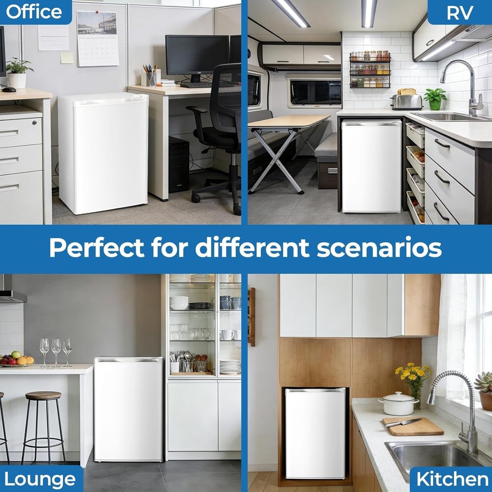 4.5 Cu.ft Compact Refrigerator with Freezer with Reversible Single Door, Adjusta