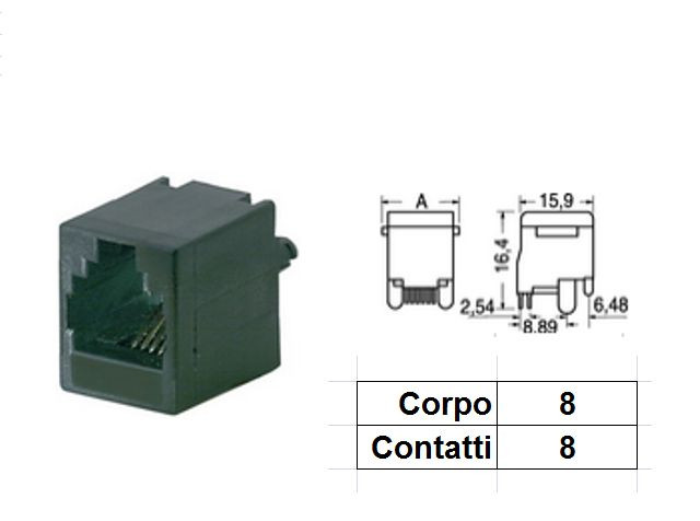 CS 2466 MODULAR PHONE JACK 8P 8C X C.S. RJ CONNECTOR