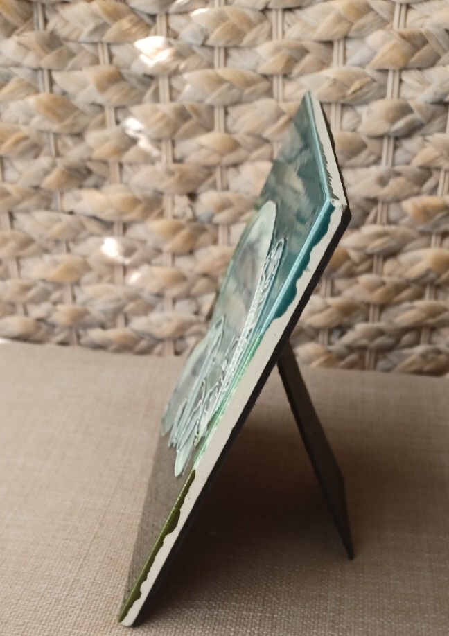 Ceramic Manatee Tile Standing Base Tropical Coastal Beacy Decor