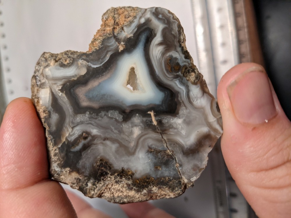 Natural Black Agate Slab Slice Cool Pattern