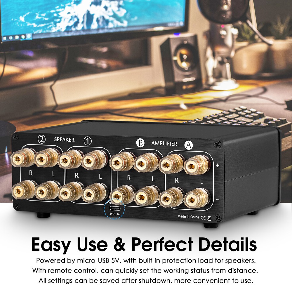 Douk Audio VU3 Amplifier/Speaker Selector Box Dual Analog VU Meter DB Display