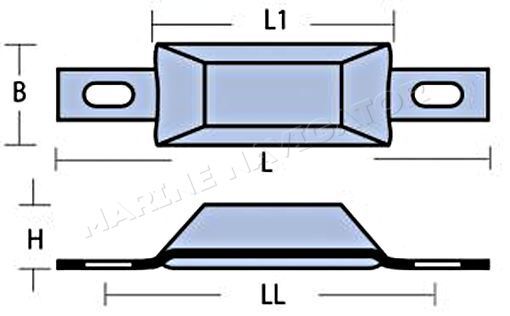 Marine instruments Aluminum hull anodes flat rectangular about 155mm