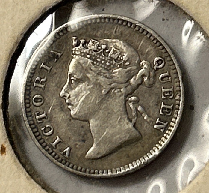 1888 Straits Settlements Silver 5 Cents VG