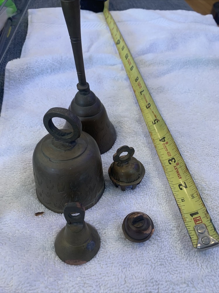 Vintage Solid Brass Hand Bells - Both Handle & Bell made of Brass