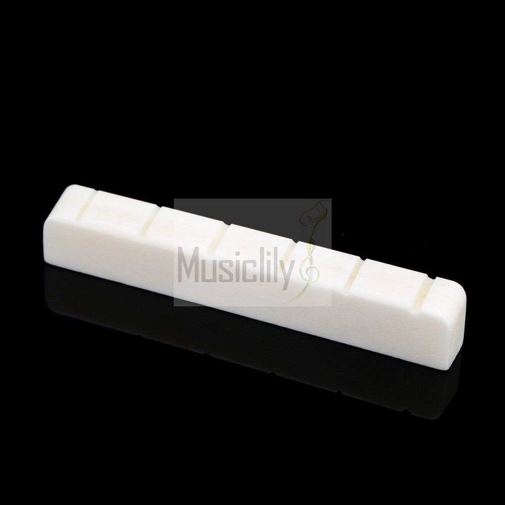 Musiclily 2Pcs 52mm Pre Slotted Flat Bottom 6 String Classical Guitar Bone Nut