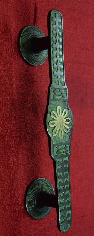 Decorative Door Handle Brass Flower Design Handcraft Pair Unique Gate Pull VR646