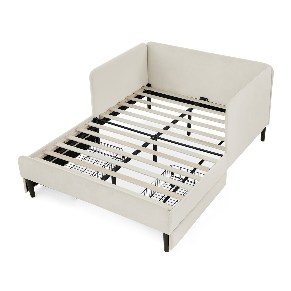 Full Size Upholstered Platform Bed Frame with 2 Storage Drawers, Adjustable Vel