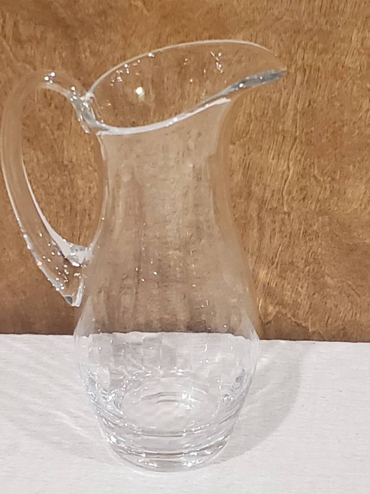 Art Deco Fluted Clear Crystal Glass Pitcher
