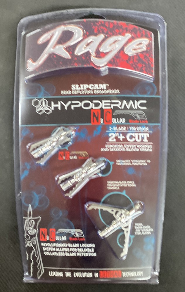 Rage Slipcam Hypodermic + P 2- Blade 100 Grain 2" + Cut