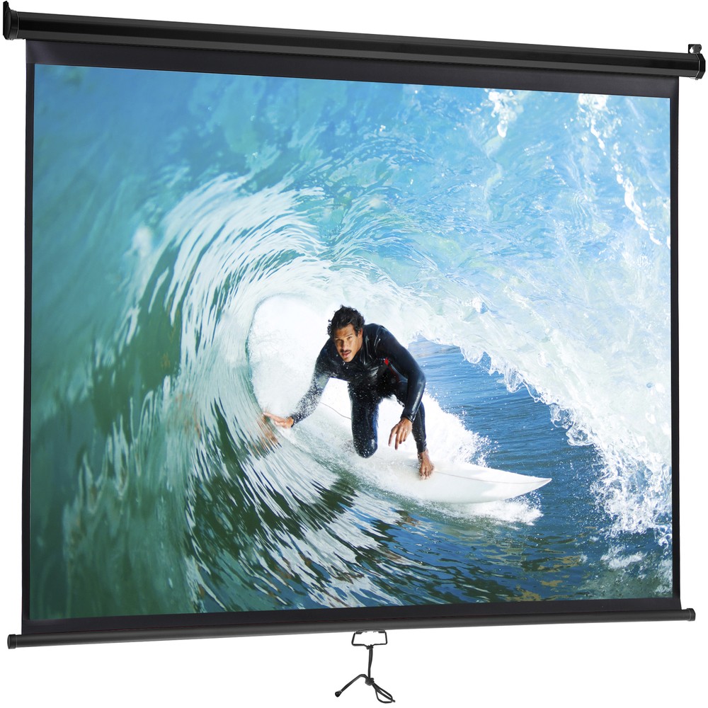 100" Projector Screen Manual Pull Down Projection Screen Theater 16:10 4K Black