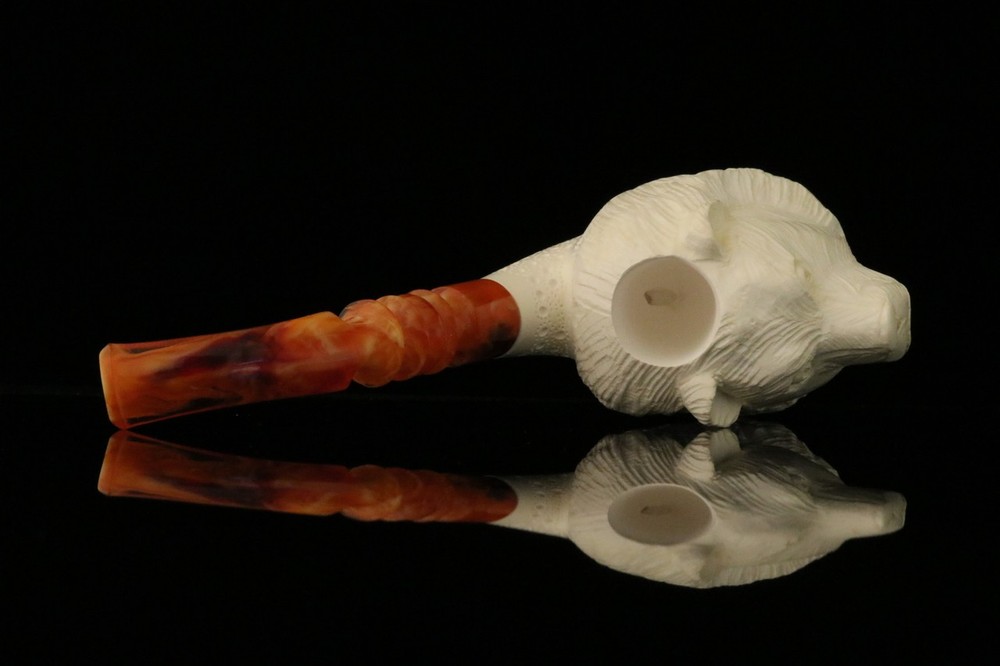 Bear Head Block Meerschaum Pipe with fitted case M3497