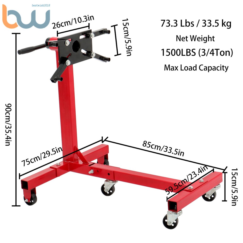 Capacity 3/4 Ton Folding Engine Stand 1500LBS Heavy-duty Engine Block Hoist