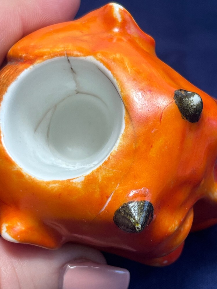 Vtg Devil Matchstick Holder Satan Lucifer Painted Ceramic Fireplace Match Safe