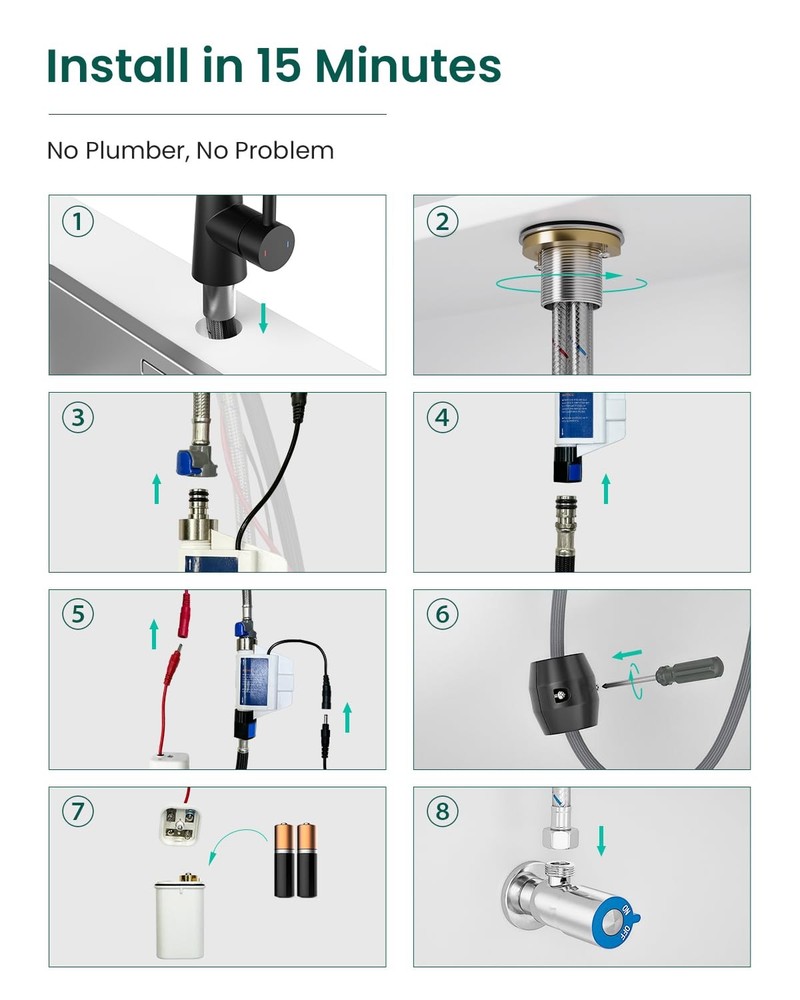 Pull Down Kitchen Faucet Touchless Black, Motion Sensor Activated Automatic K...