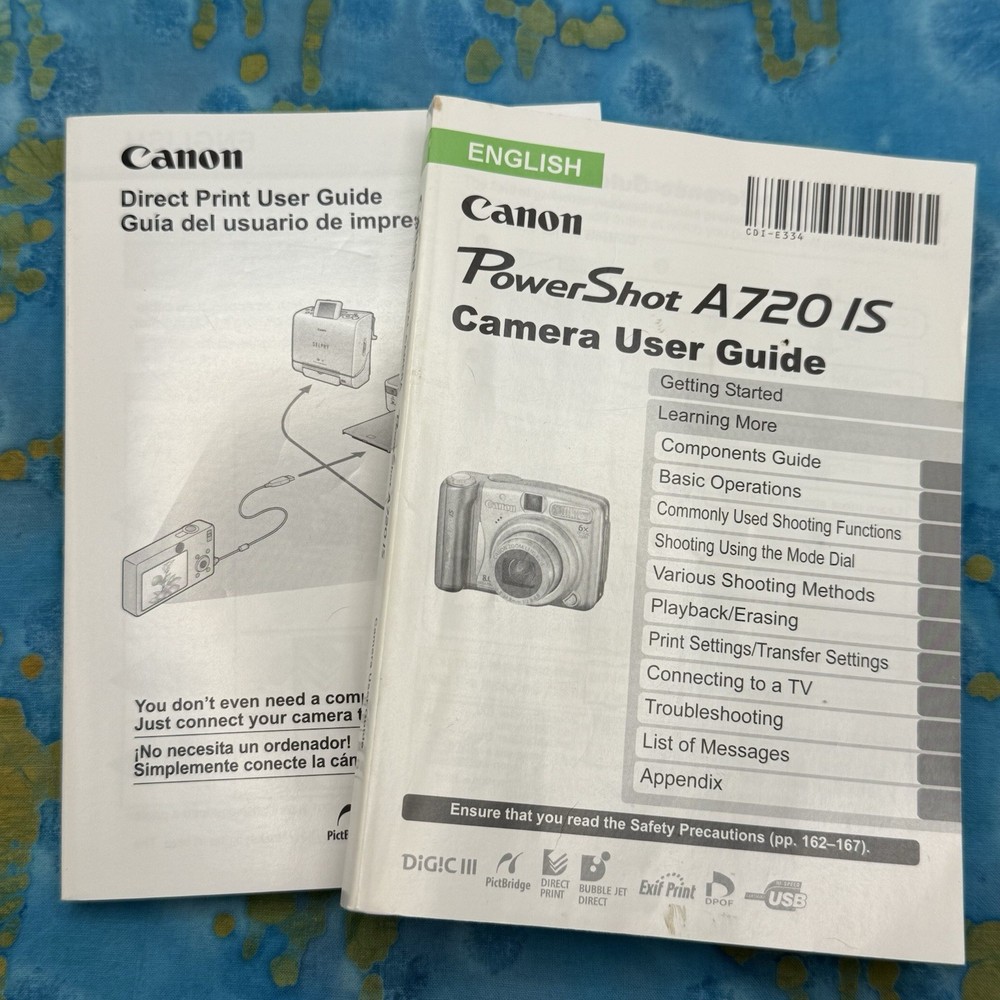 Canon Powershot A720 IS Digital Camera User Guide Instruction Manual & Print
