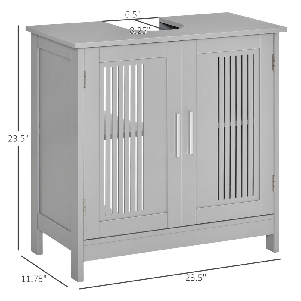 Bathroom Under Sink Cabinet Vanity Unit w/ Adjustable Storage Shelves, Grey