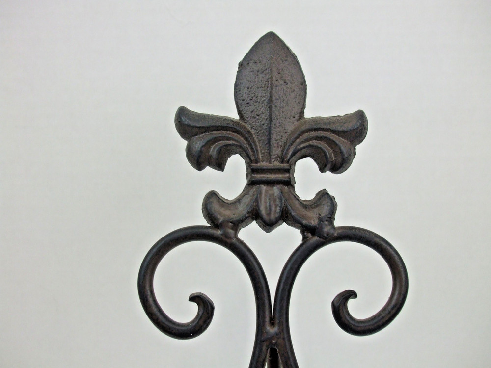 Brown Iron Display Easel Stand Fleur De Lis Design for Plates Art Frames 18"