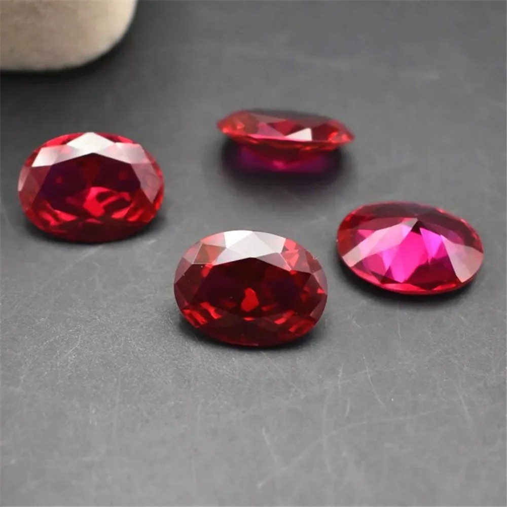 Blood-red Ruby Mohs Hardness 9 Oval Cut Gemstone Egg Shape Faceted Ruby Gem