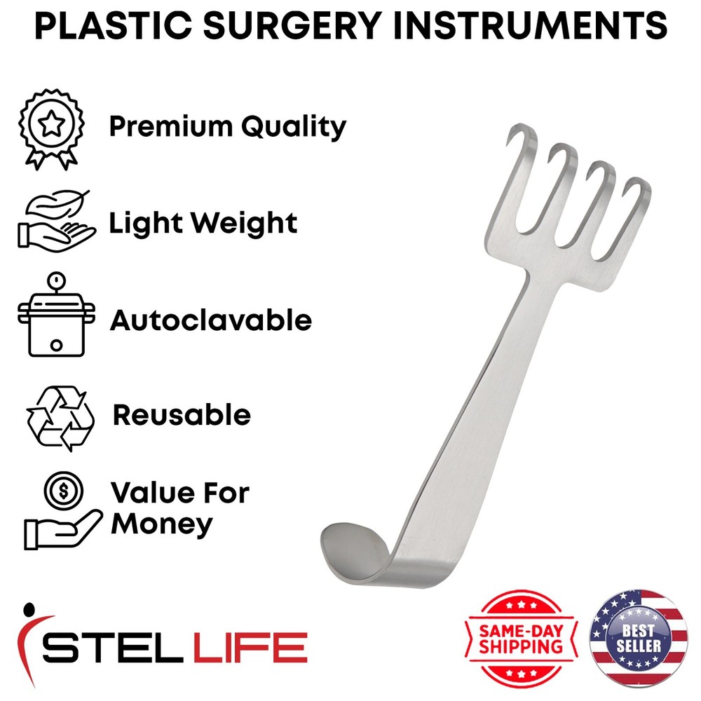 MAXWELL Flap Retractors 4 Sharp Prongs Premium Plastic Surgery Instruments