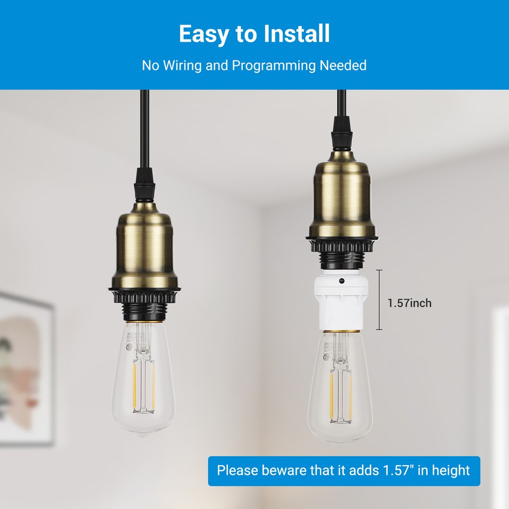 DEWENWILS 2 Pack Light Sensor Socket, Automatic Dusk to Dawn Light Bulb Sockets