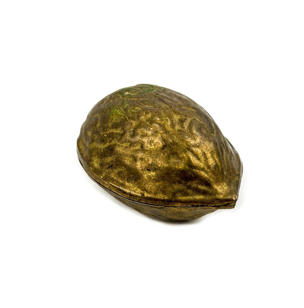 Vintage Solid Brass Heavy Walnut-Shaped Nut Cracker w Sturdy Hinge - Becara