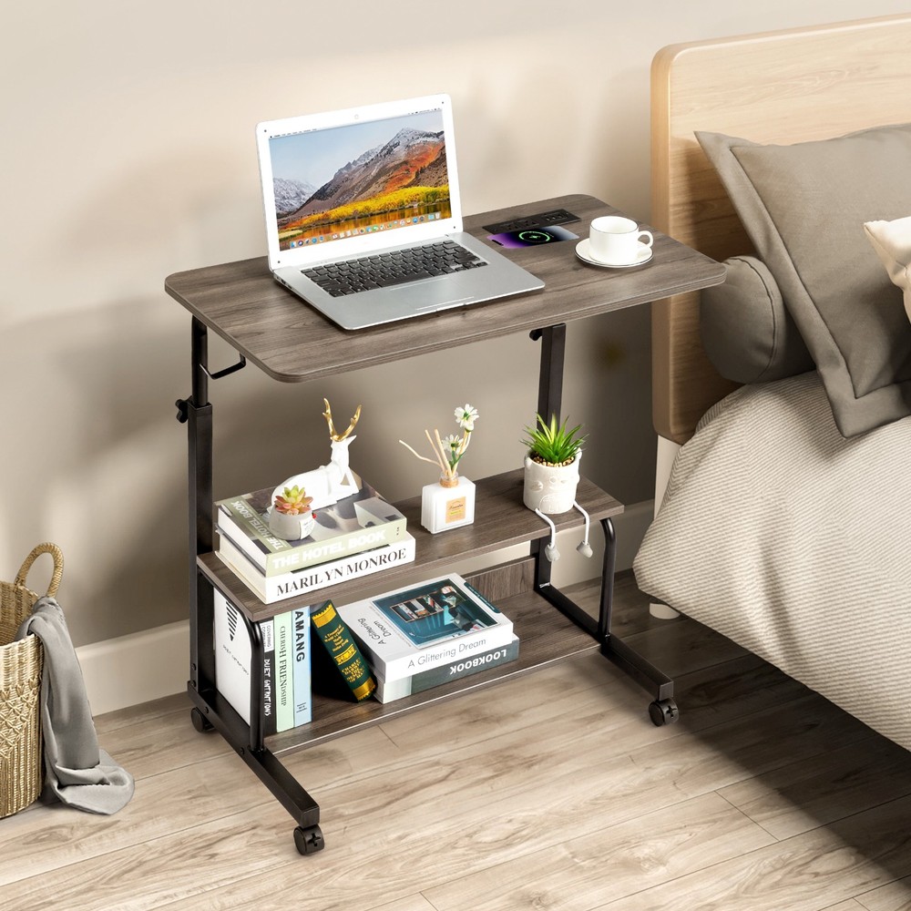 Grey Oak Particle Board with Melamine Coating Adjustable Computer Desk