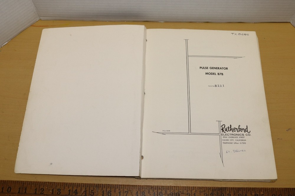 RUTHERFORD ELECTRONICS - PULSE GENERATOR MODEL B7B - USER/TECH MANUAL W/FOLDOUTs