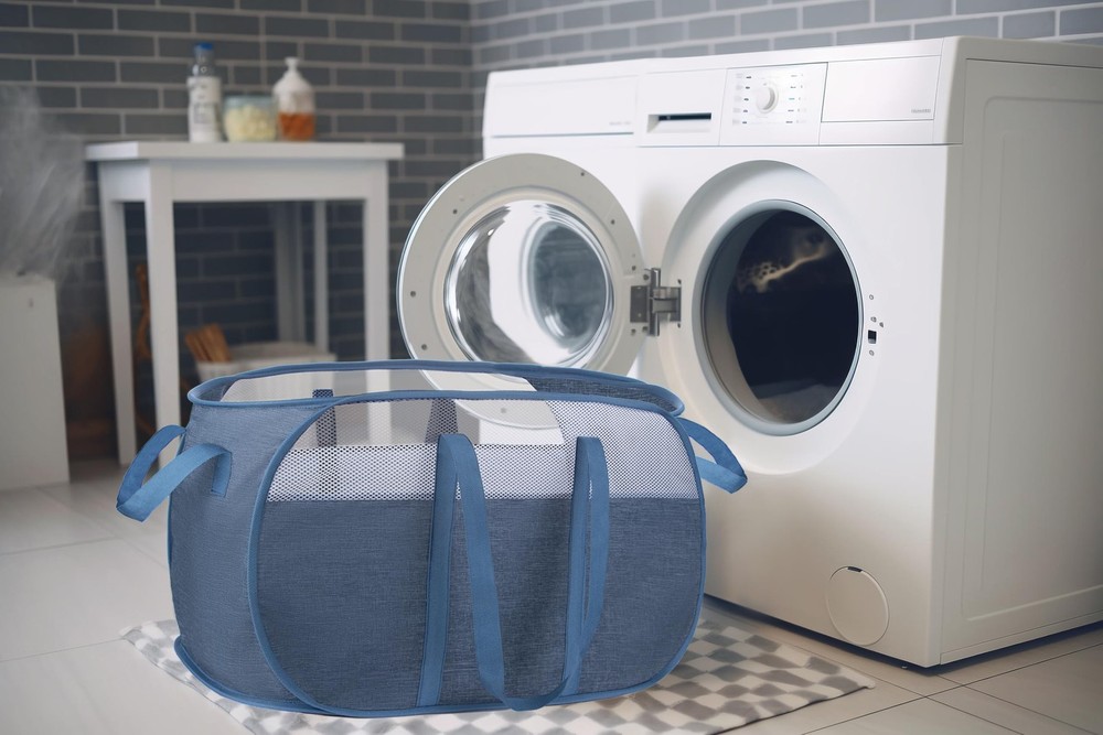 pop-up laundry basket，with Durable Handles collapsible Mesh laundry Hamper,Ea...