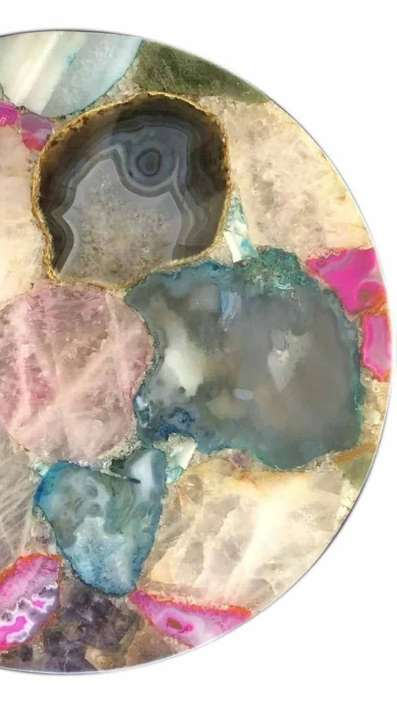 Mix Agate Table Top Natural stones Handmade Work home Decor