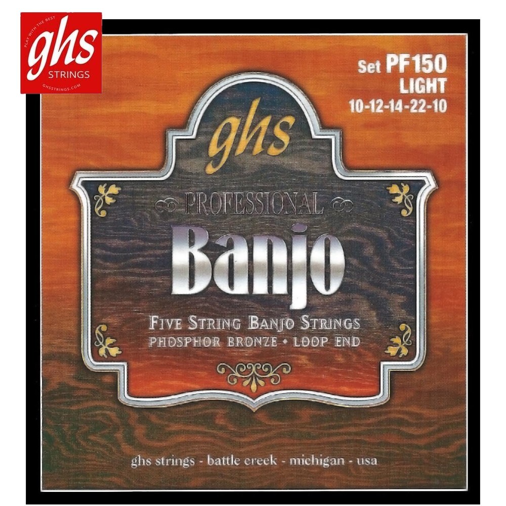GHS PF150 Phosphor Bronze 5-String Light Banjo Strings Loop End