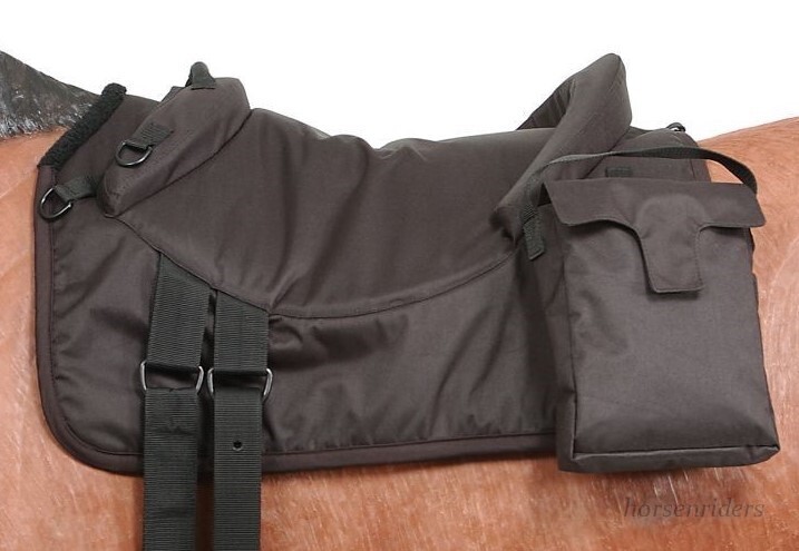 Bareback Riding Pad - Removable Saddle Bags - Black or Brown