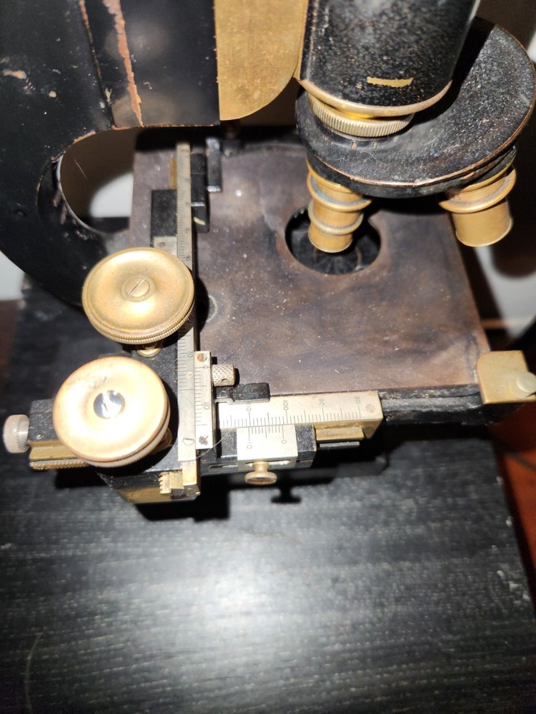 C. 1900 Antique Bausch Lomb Microscope w/ Stage & Light Source