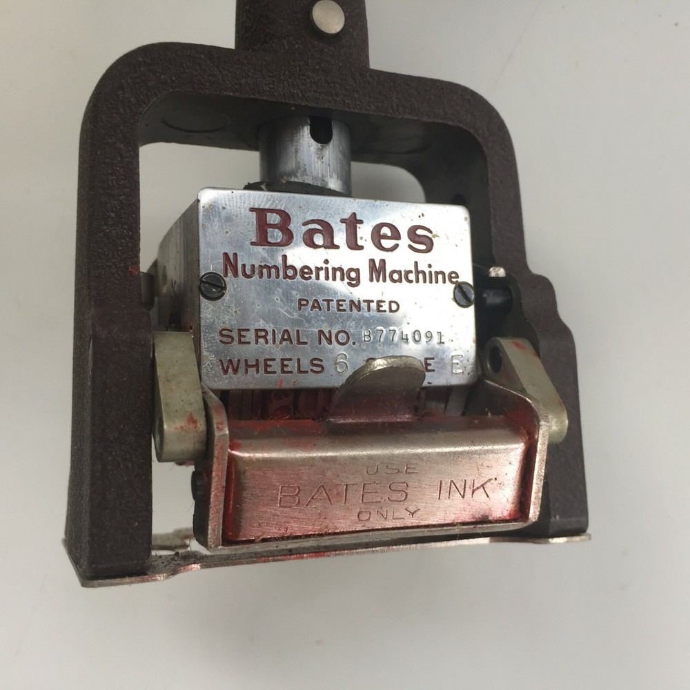 Vintage Bates 6 Wheeled Stamper Repeat Numbering Machine 6 E In Original Box