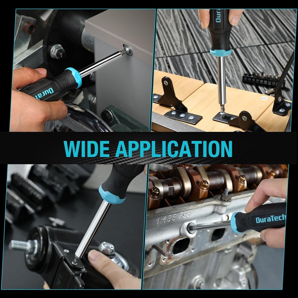 DURATECH Screwdriver, Multi-Function Screw Driver with 60 Replaceable Cr-V Bits
