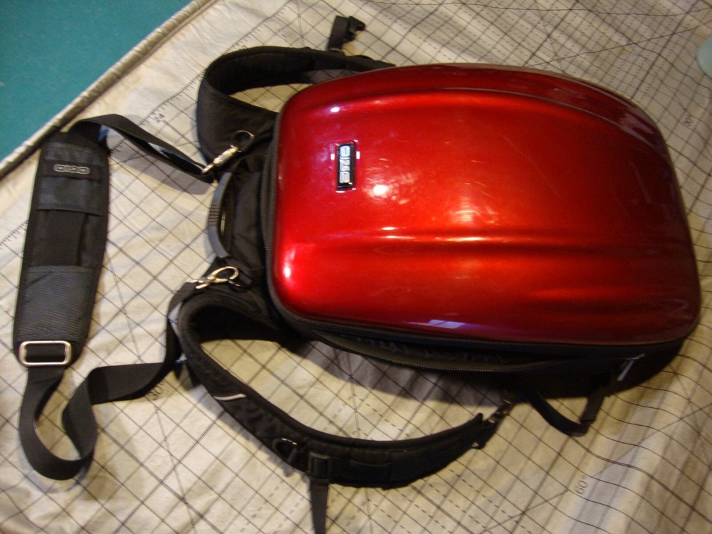 Axio Back Pack RED Hardshell Motorcycle / Bike Protective pack has top strap