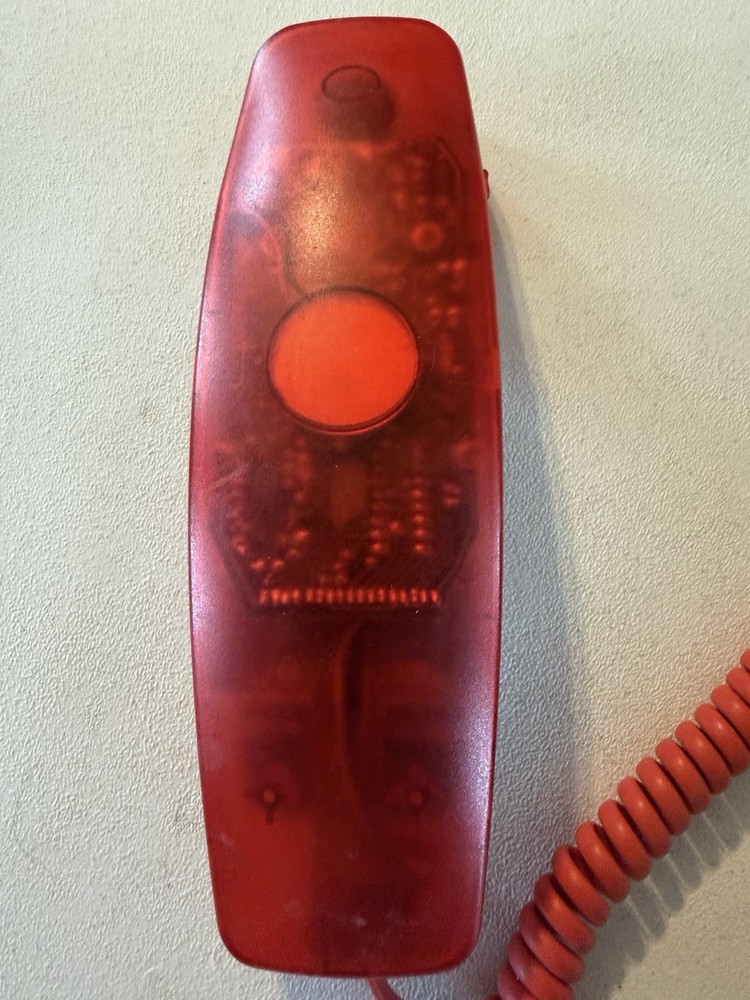 RETRO VINTAGE TELEPHONE CONAIR TRANSLUCENT RED PUSH BUTTON DIAL
