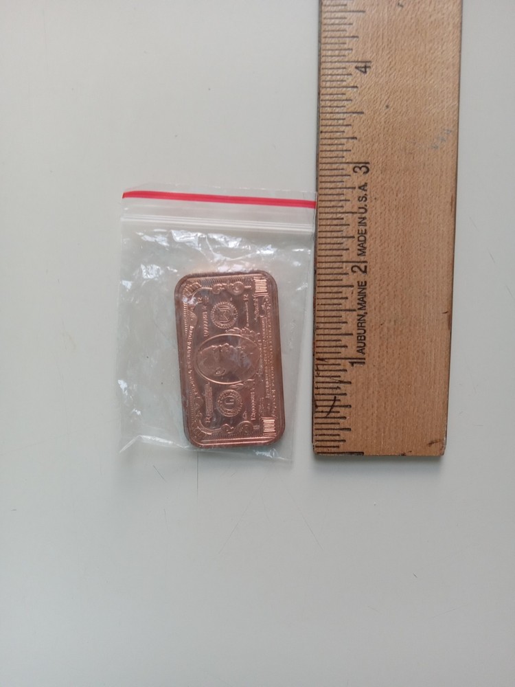 1 oz Copper Bar - $1000 Cleveland Note
