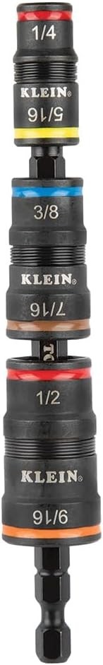 Klein Tools 32933 Impact Driver, SAE 7-in-1 Impact Socket Set, Flip Socket with