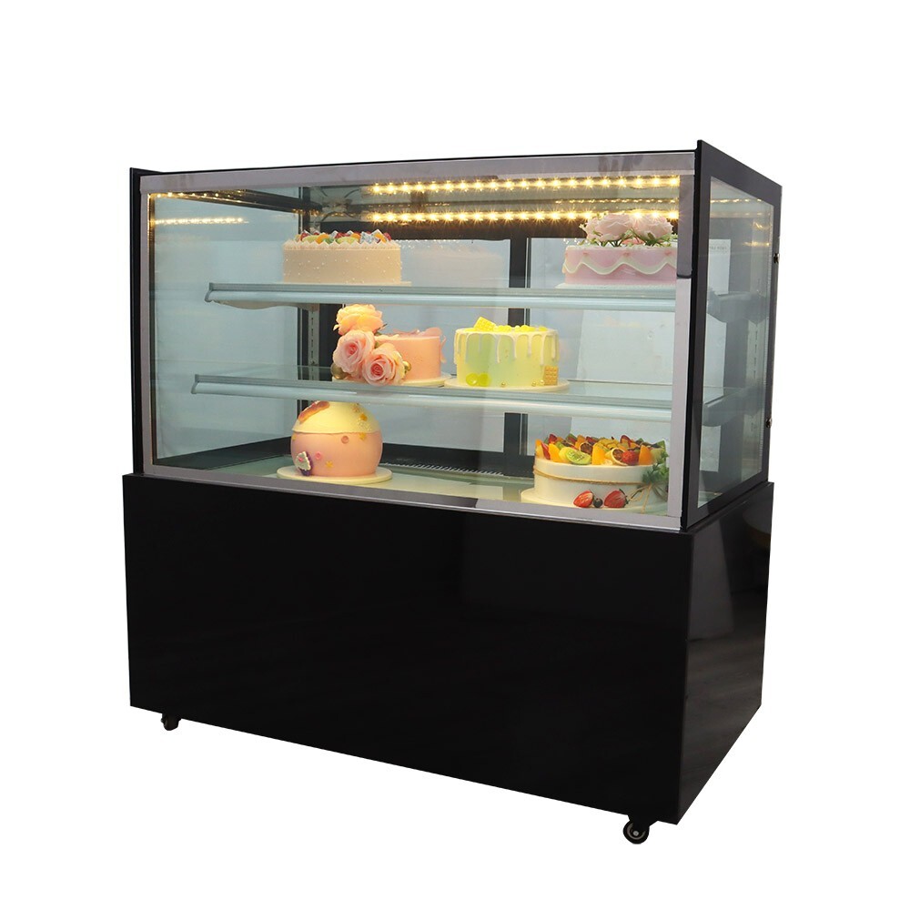 Right Angle Refrigerated Display Case Floor Type Bakery Showcase Adjust Rack220V