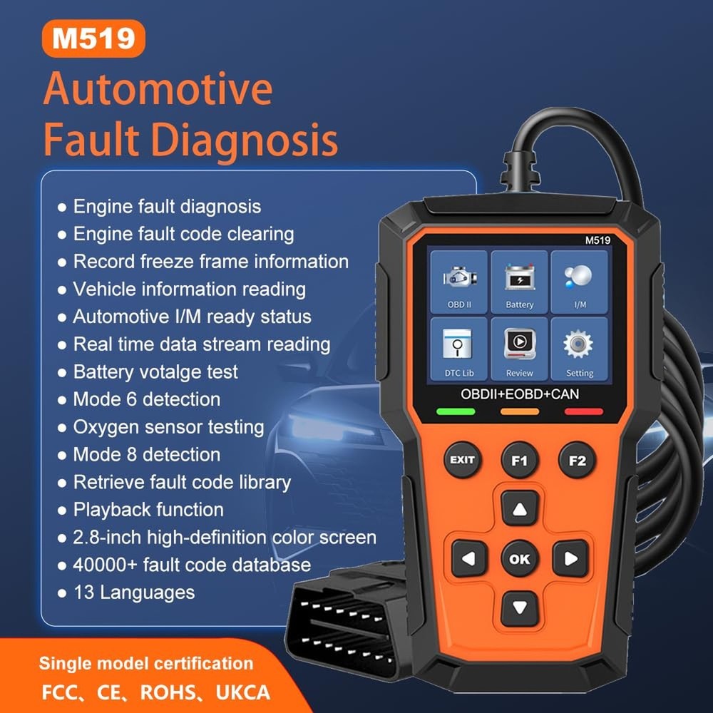 KUMORE M519 OBD2 Diagnostic Scanner Check Engine Light Code Reader Battery Test
