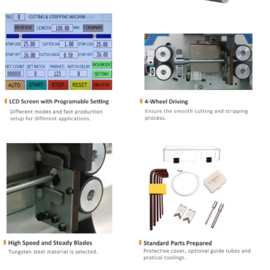 Automatic 1- 6 mm Multiple Conductor Cable Jacket Layer Wire Stripping Machine