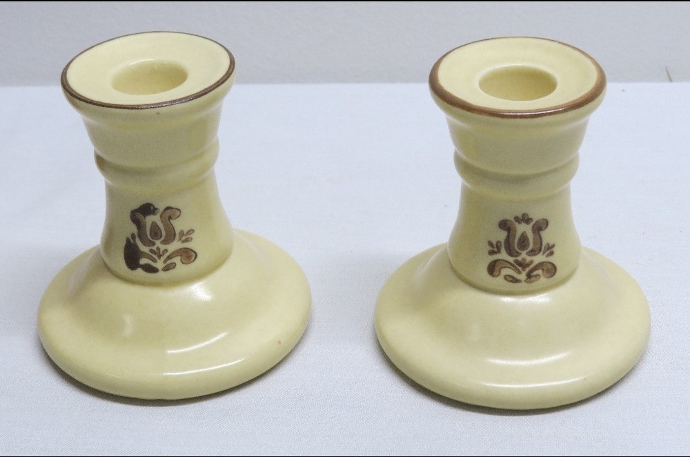 Pfaltzgraff Village Pattern Short Candle Sticks 4"