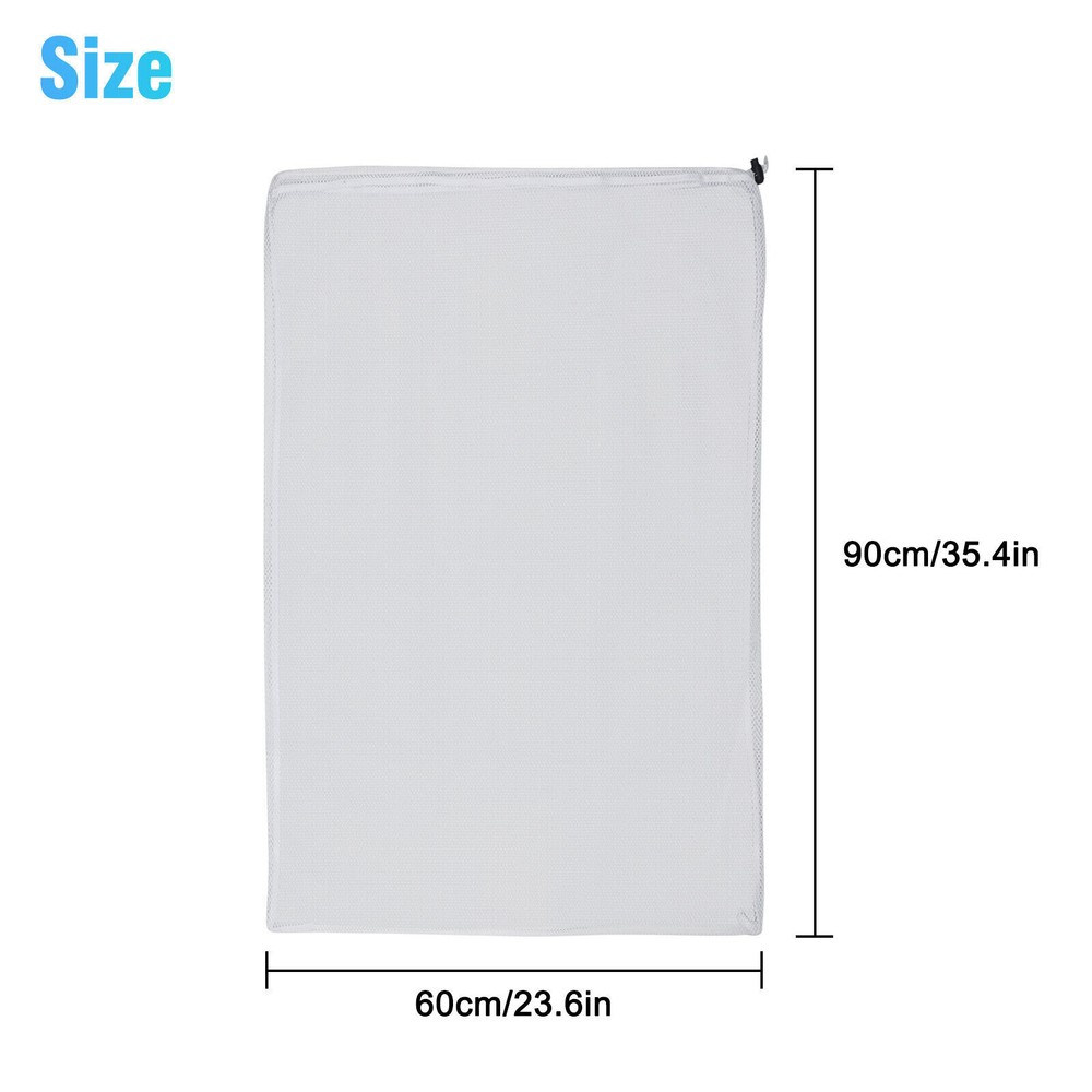2x Extra Large Drawstring Laundry Bag Solid Mesh Material Mesh Laundry Bag White