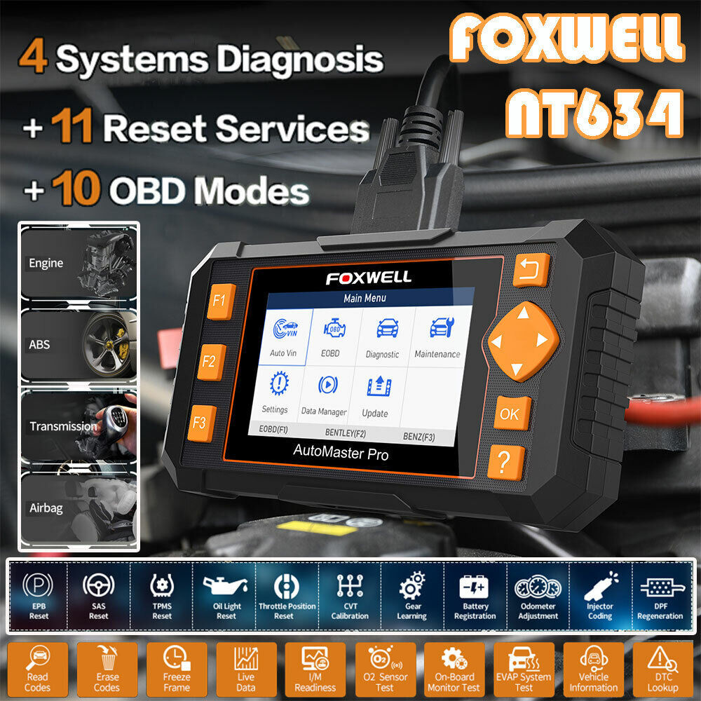 Car OBD2 Scanner Code Reader ABS SRS TPMS Injector Coding IMMO Diagnostic Tool