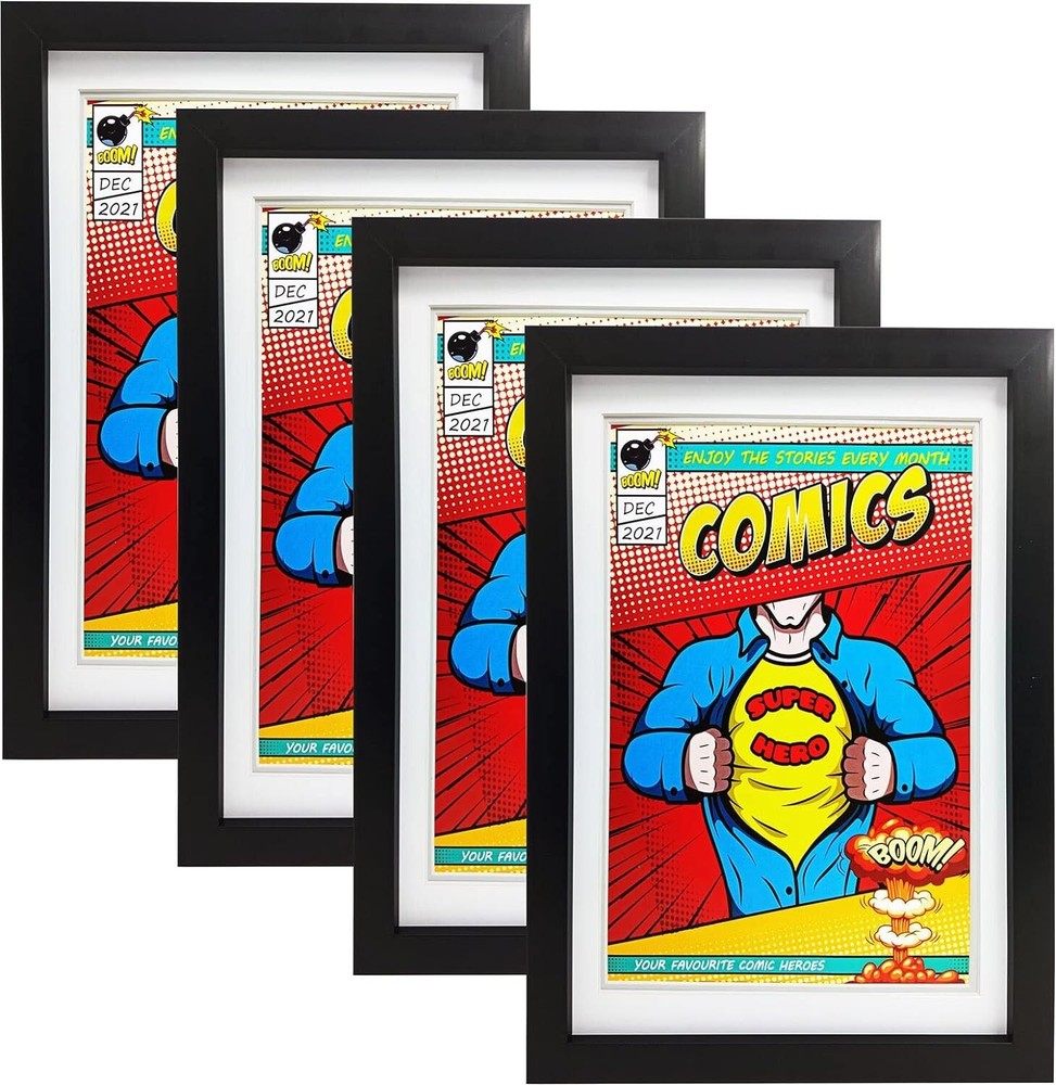 Premium Comic Book Frame Set - Real Glass - UV Protection - Versatile - 4 Pack