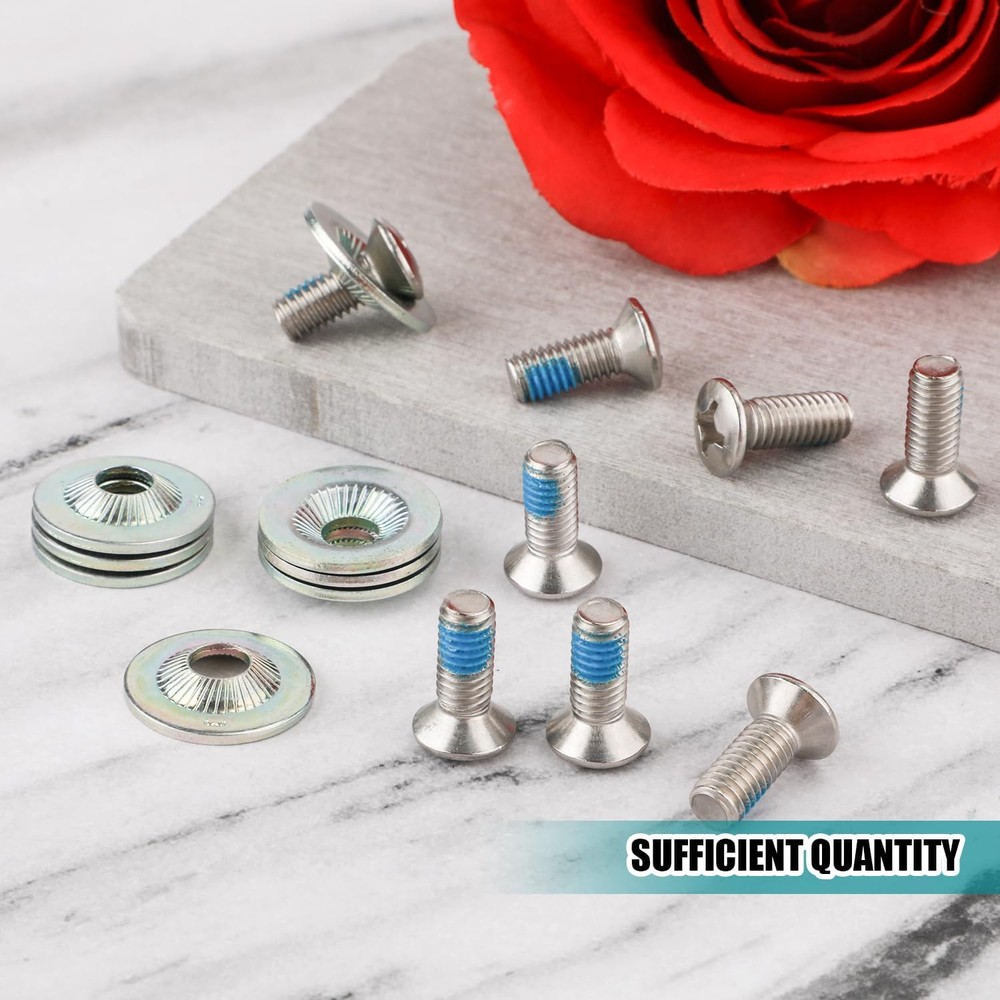 Snowboard Binding Screw Set, Stainless Steel Medium, silver, blue