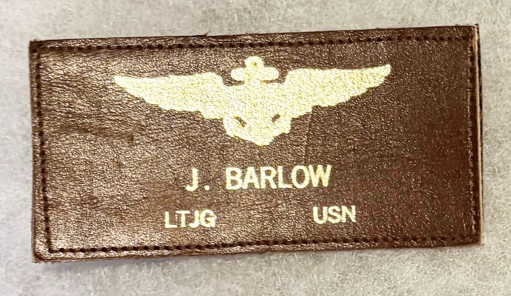 USN J Barlow LTJG Flight Jacket Name Tag