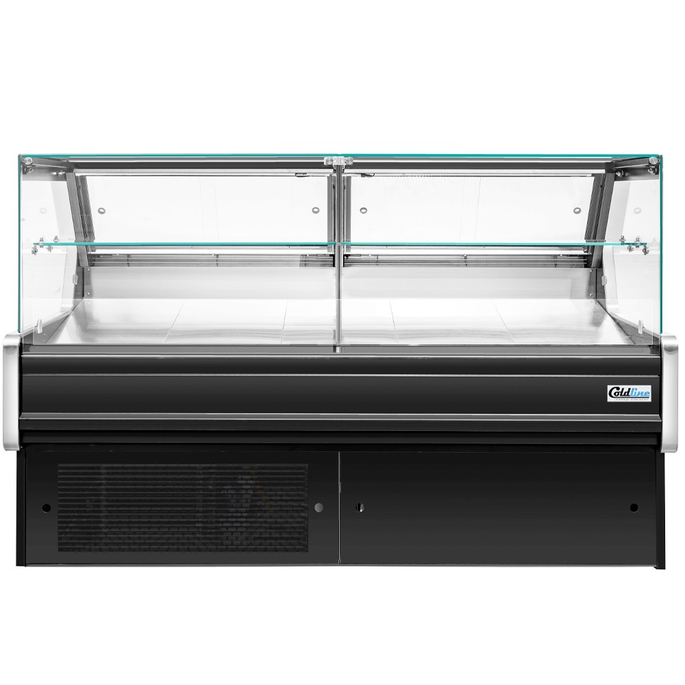72" Flat Straight glass deli case with refrigerated storage underneath