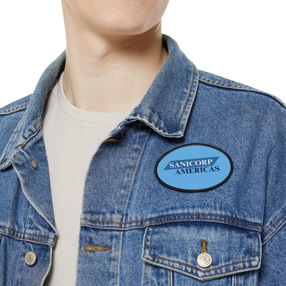 Sanicorp Americas logo patch Iron-On Patch | Oval company emblem